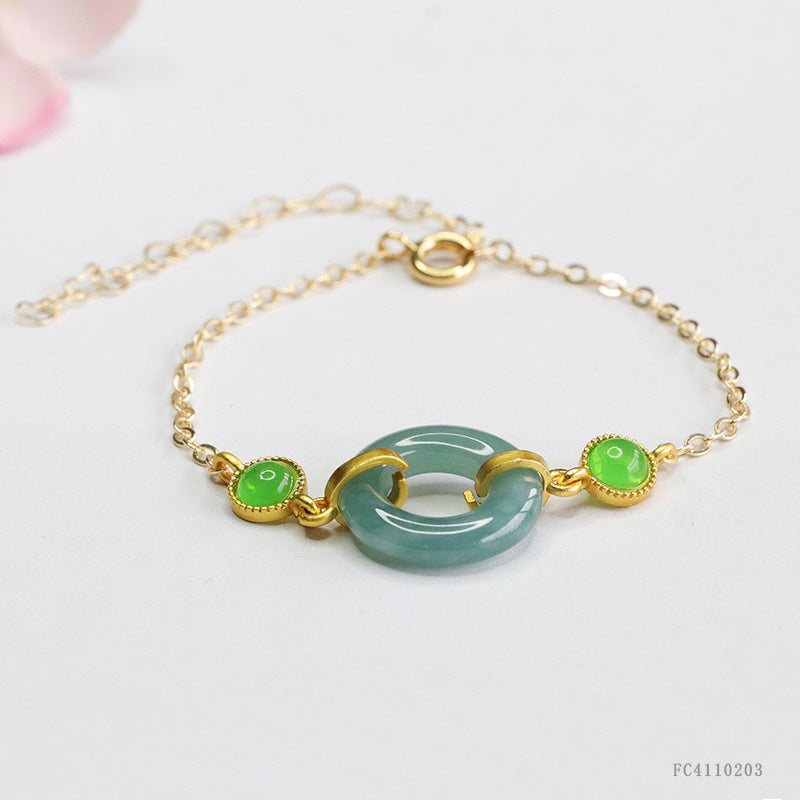 Blue Water Jadeite Peace Ring 16*3 mm Bracelet