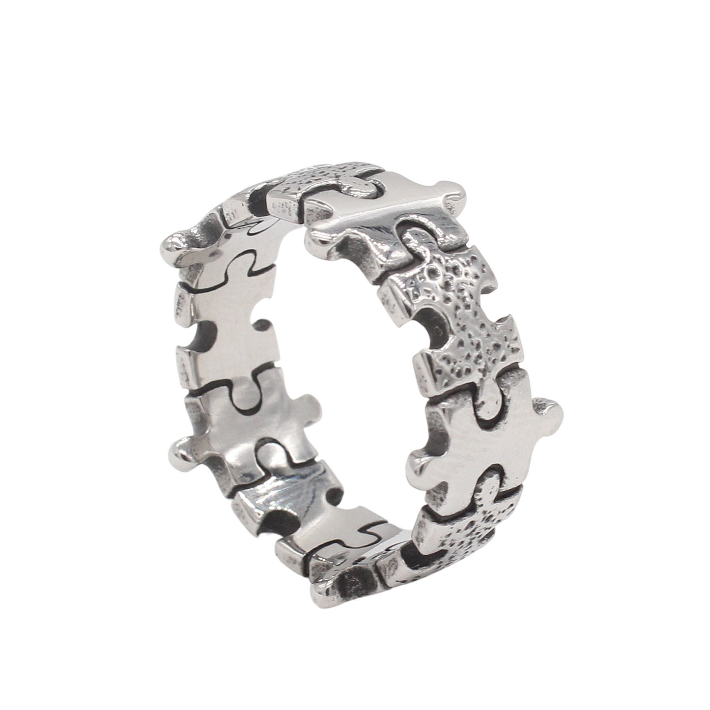 Planderful Jewelry Men's Titanium Steel Puzzle Ring, European American Vintage Style