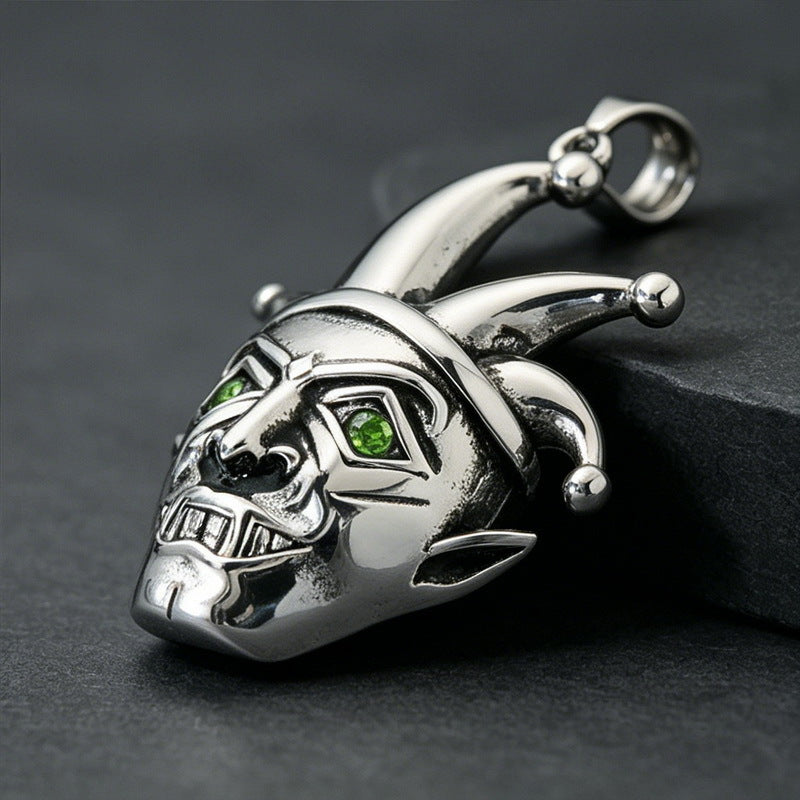 Dark Rock Clown Mask Pendant Punk Wind Smear Snake Hair Witch Stainless Necklace