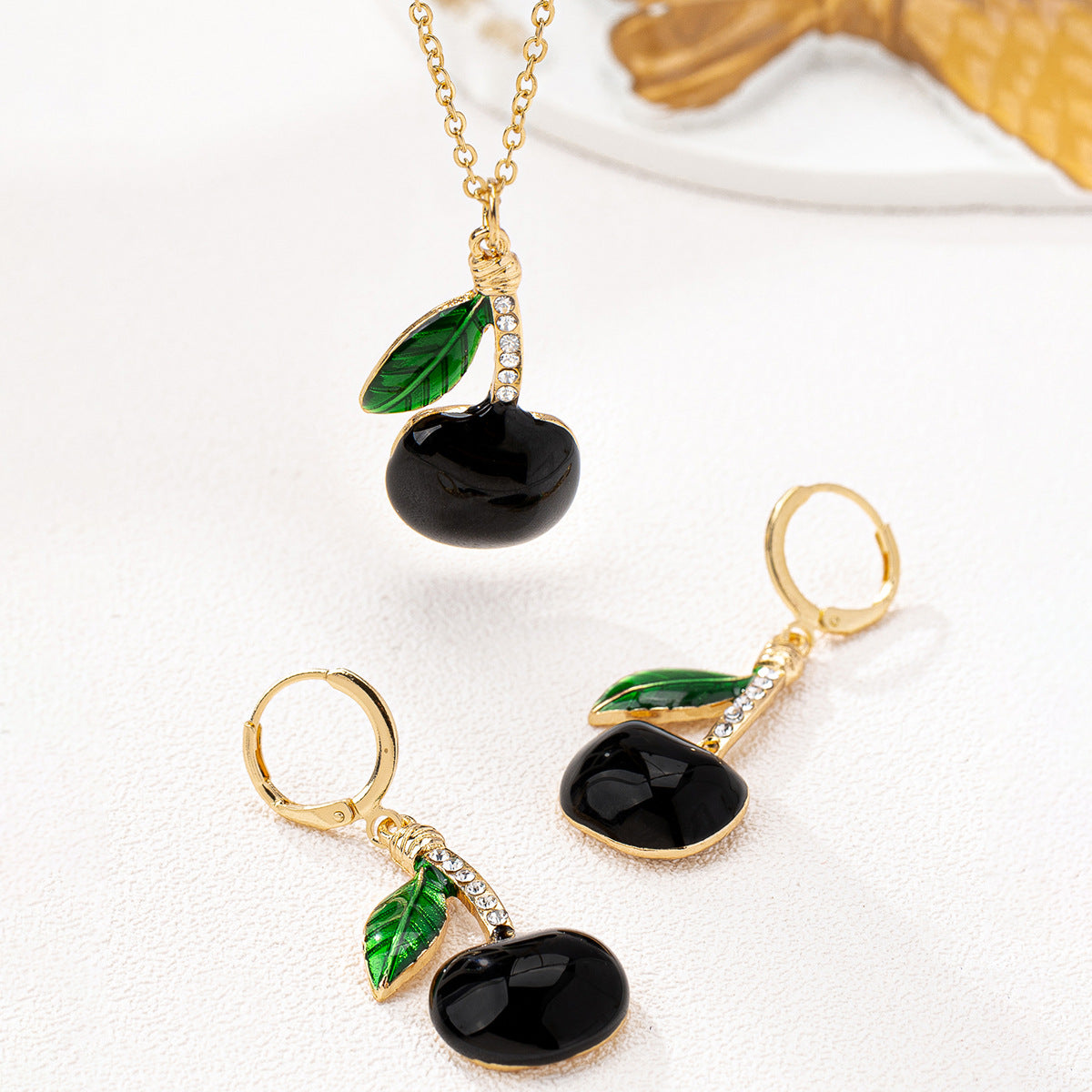 Luxury Rhinestone Cherry Jewelry Set for Girlfriends