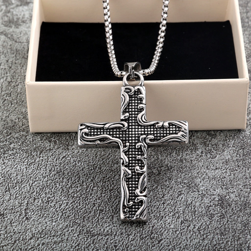 Vintage Cross Stainless Steel Men's Pendant Necklace