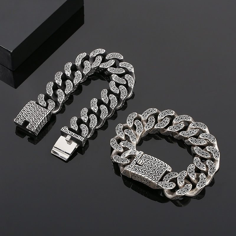 Punk Trident Symbol Stainless Steel Bracelet for the Bold Modern Man