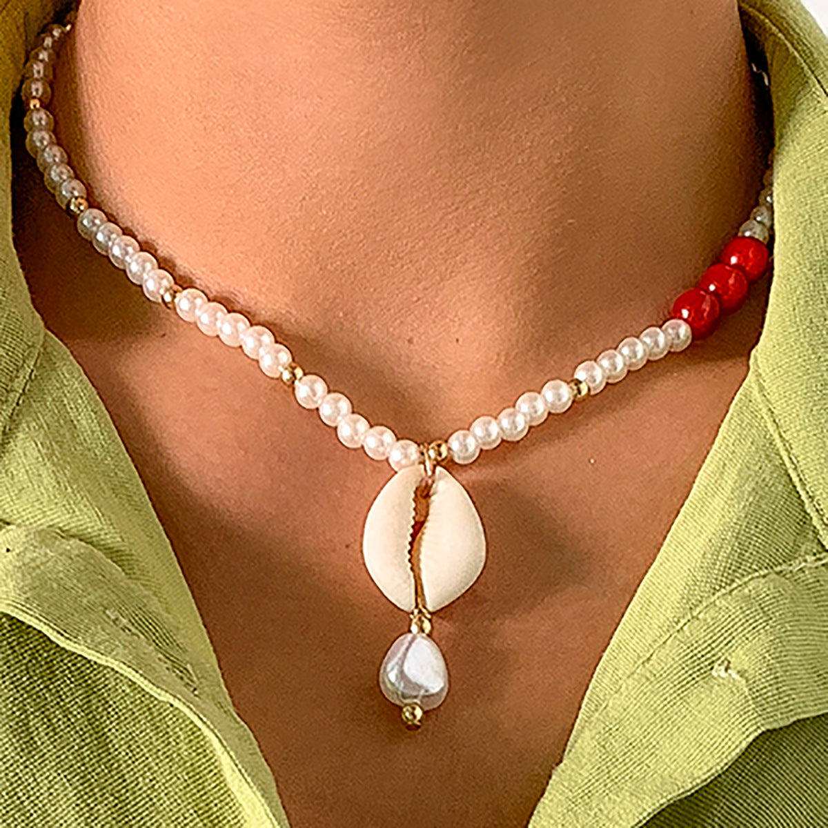 Beaded Shell Fringe Necklace Ethnic Boho Jewelry Statement Piece For Women By Planderful Vienna Verve