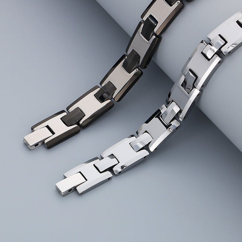 Planderful Unisex Tungsten Steel Adjustable H Shaped Bracelet