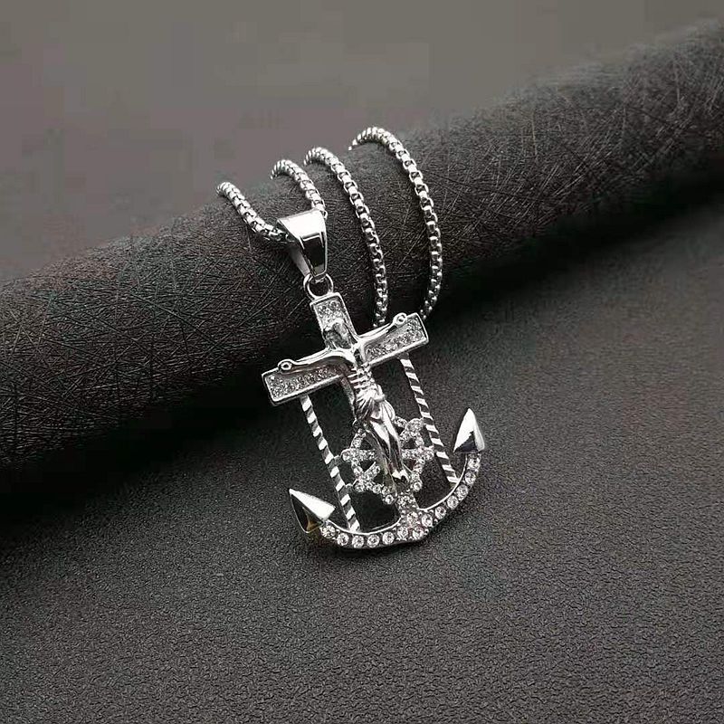 Planderful Everyday Genie Gold Plated Anchor Cross Necklace For Hip Hop Streetwear Fans