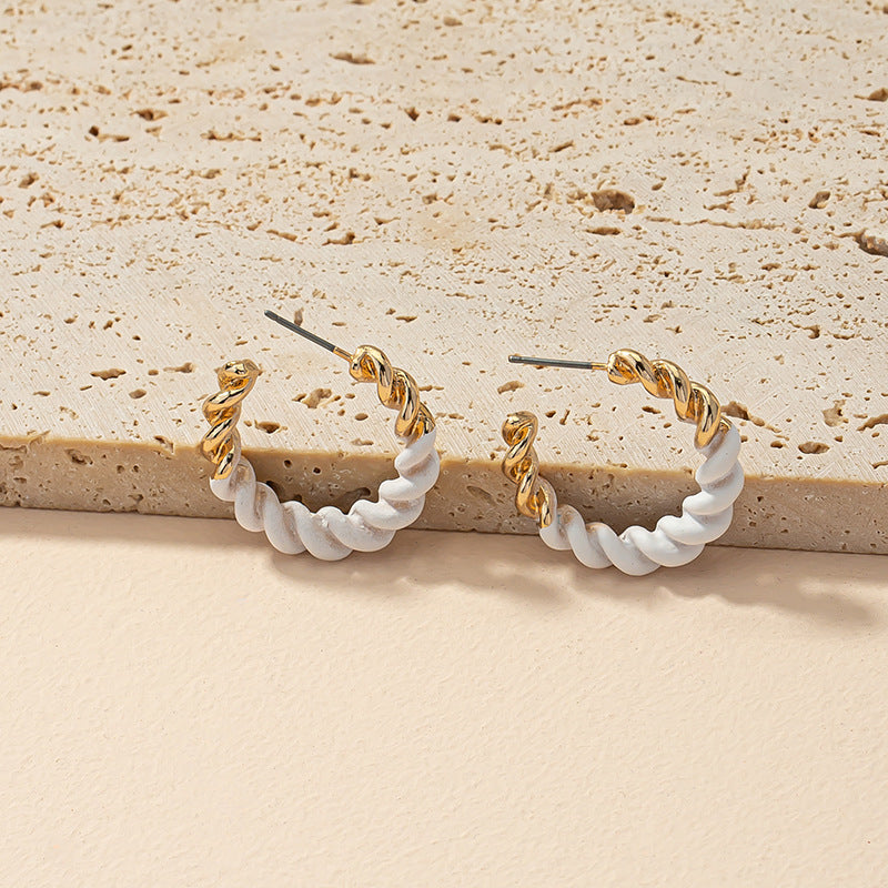 Twist Braided C-Shaped Metal Earrings in Vibrant Vienna Verve Collection