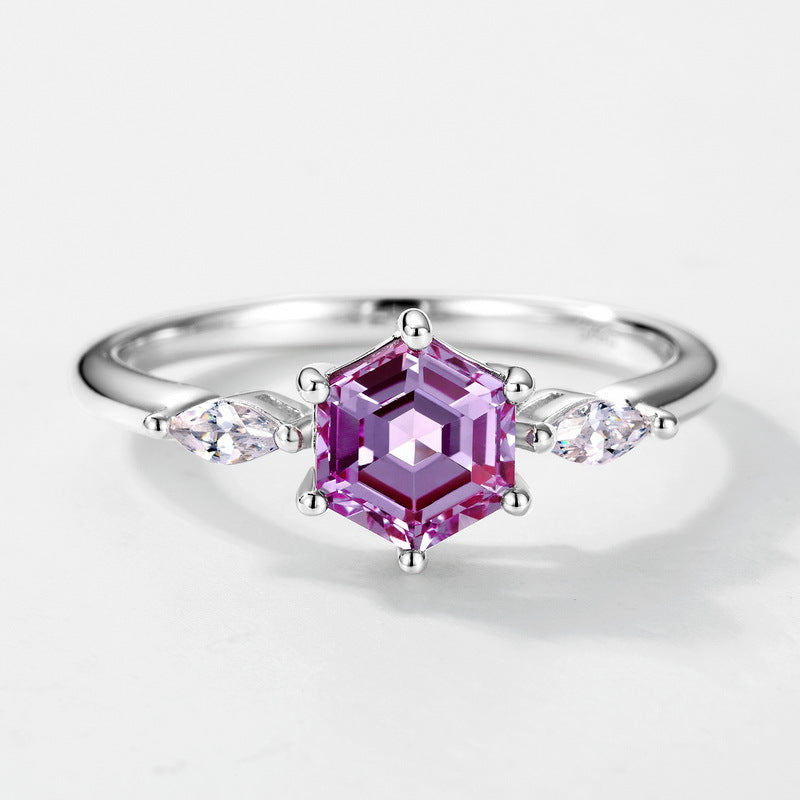 Planderful Jewelry Alexandrite Ring Sterling Silver Geometric