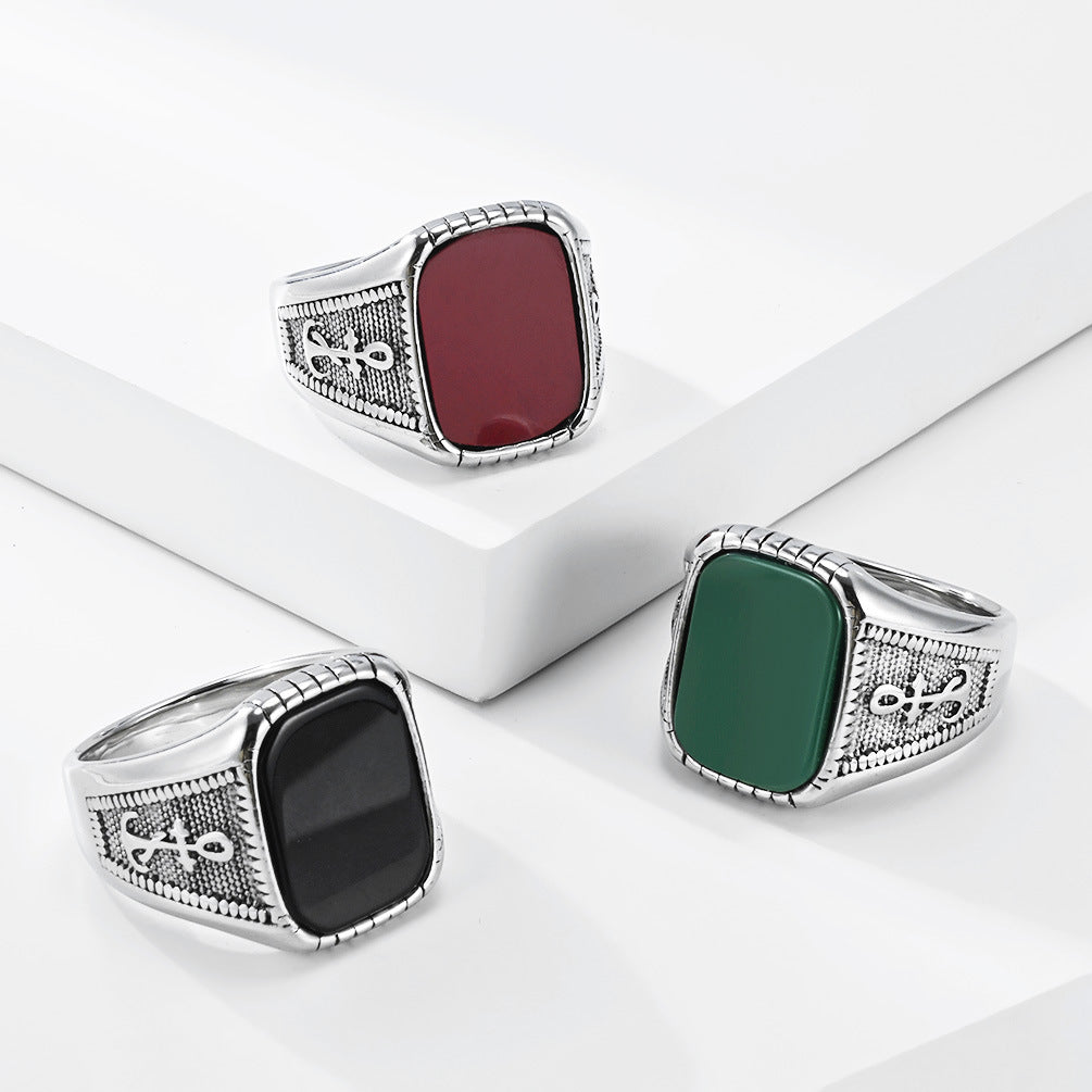 Anchor Middle Stainless Steel Men's Ring
