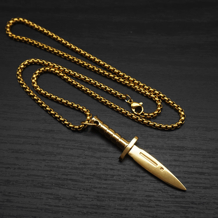 Planderful Dagger Pendant Necklace Stainless Steel Personalized For Men Edgy Punk Retro Jewelry