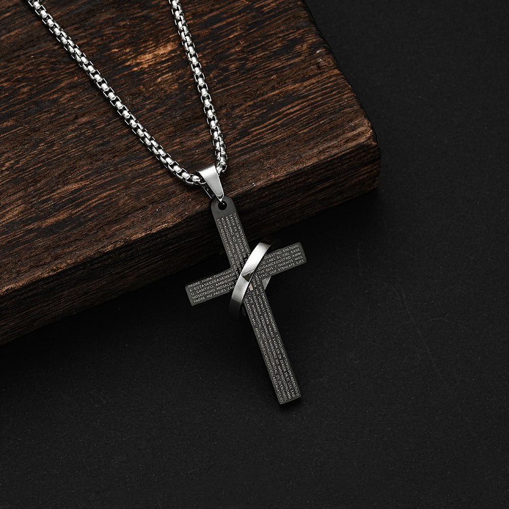 Planderful Cross Necklace For Men Titanium Steel Pendant Personalizable Street Hip Hop Style