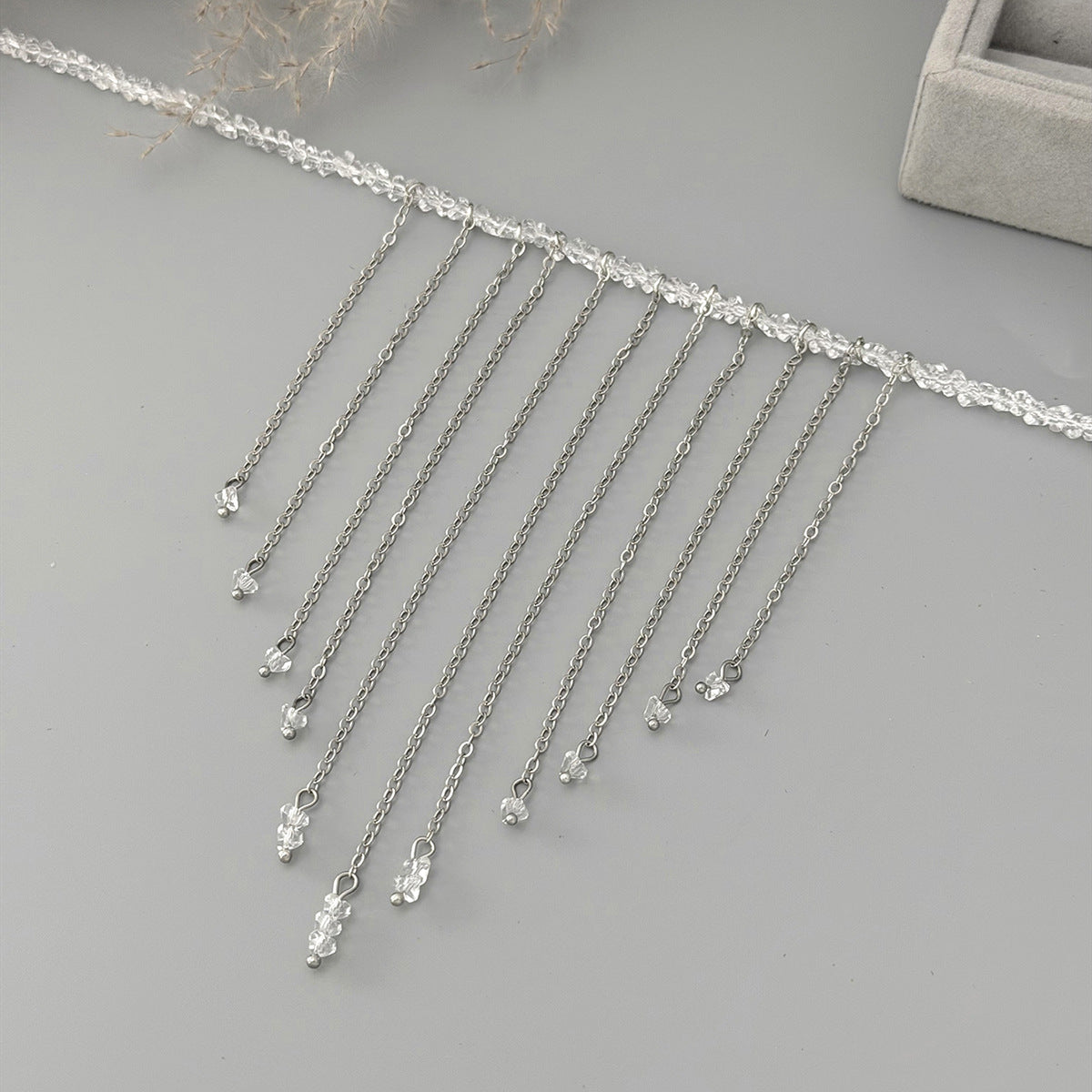 Crystal-Style Irregular Bead Fringe Necklace