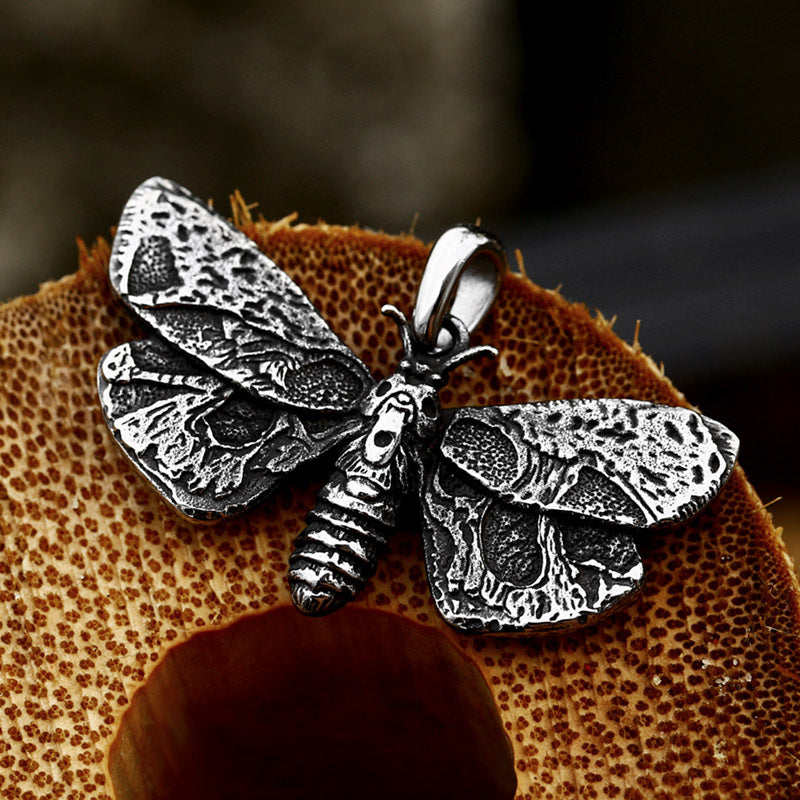 Stainless Steel Moth Pendant – Titanium Steel Men's Pendant Necklace