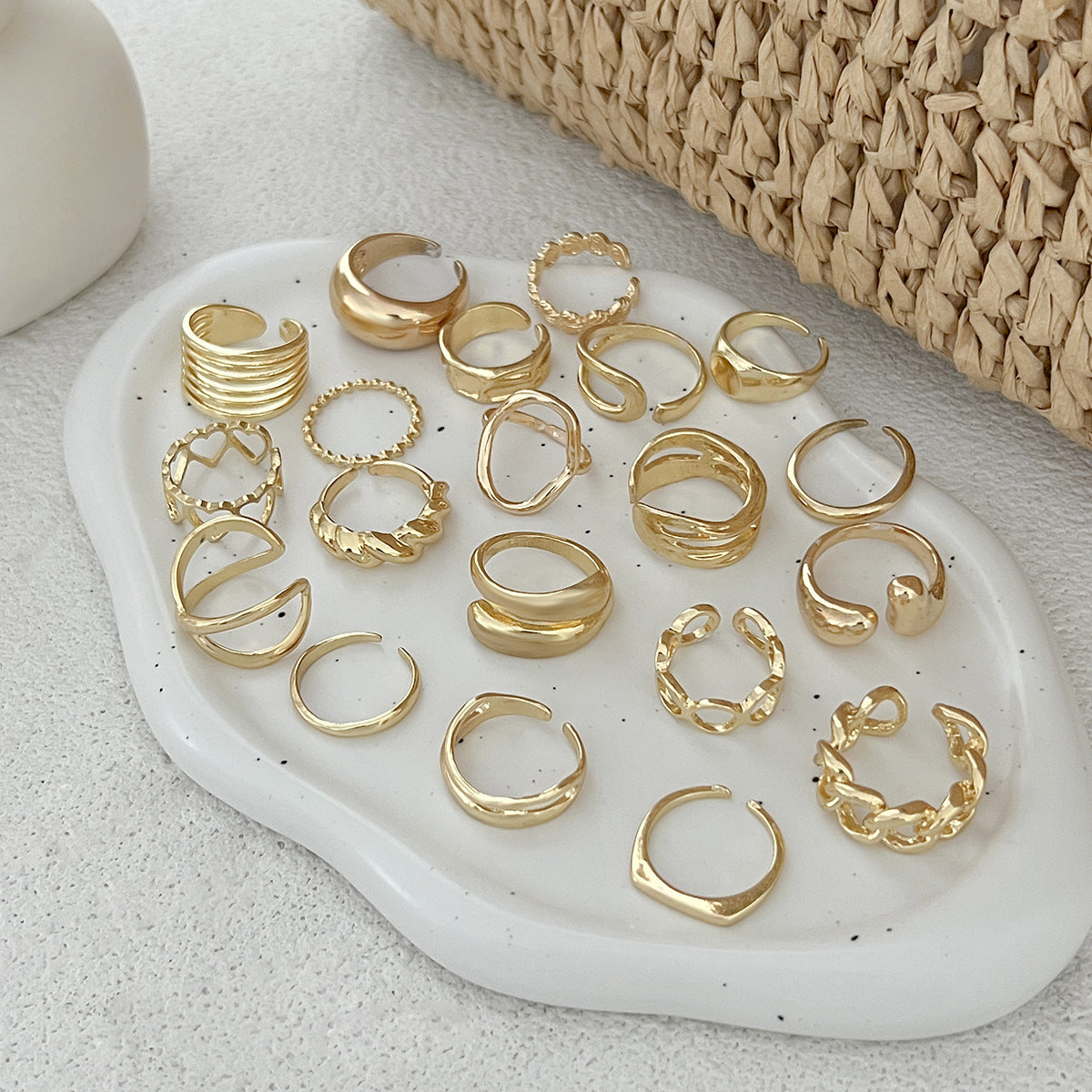 Planderful Vienna Verve Open Ring Set For Women Irregular Smooth Band With Statement Jewelry