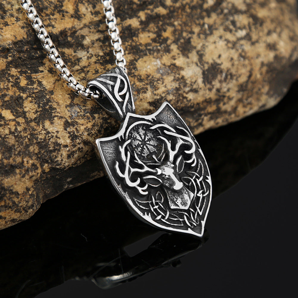 Vintage Viking Compass Stainless Steel Men's Pendant Necklace