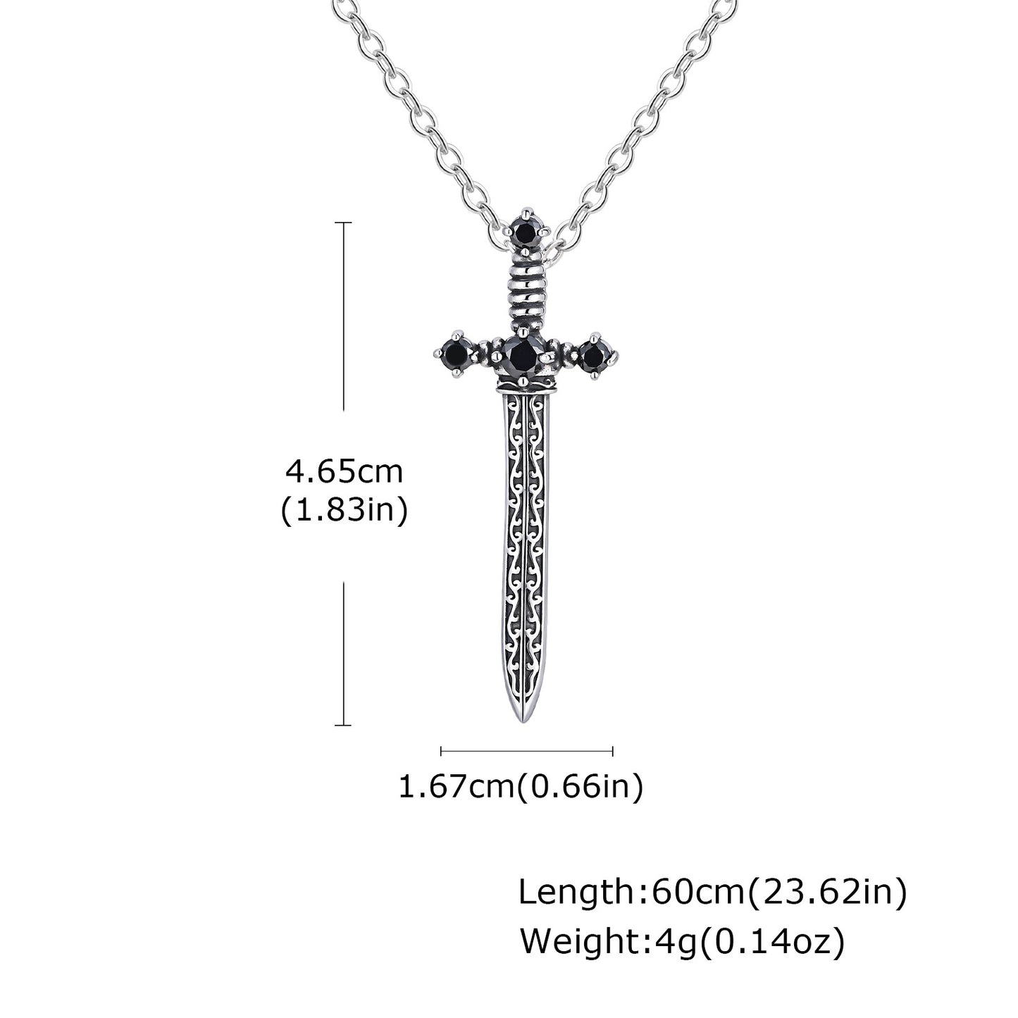 Planderful Black Zircon Sword Pendant Stainless Steel Men