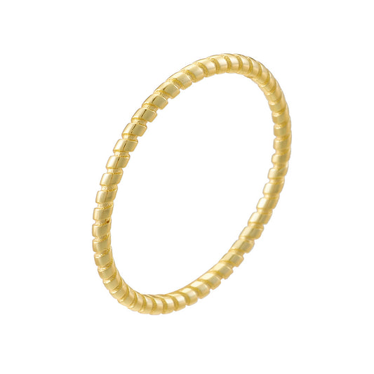 Korean S925 Pure Silver Braided Ring Spiral Twisted Pattern Cool And Delicate Thin