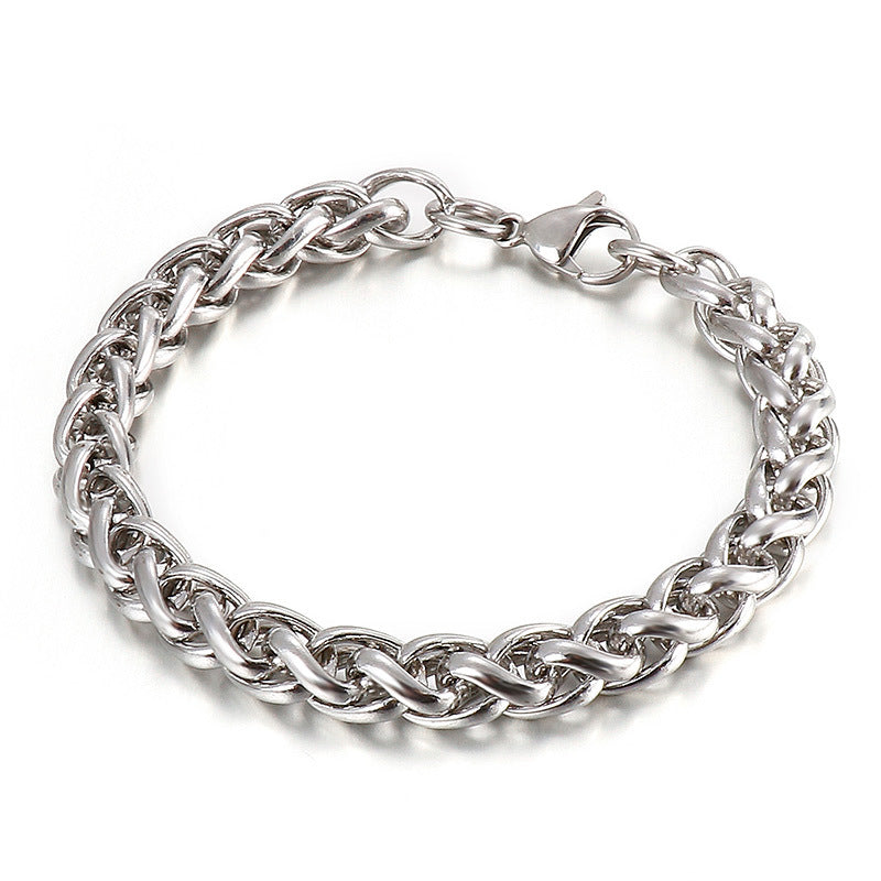 Stylish Hip-Hop Stainless Steel Jewelry Set for Men: Keel Necklace & Personalized O-Word Bracelet