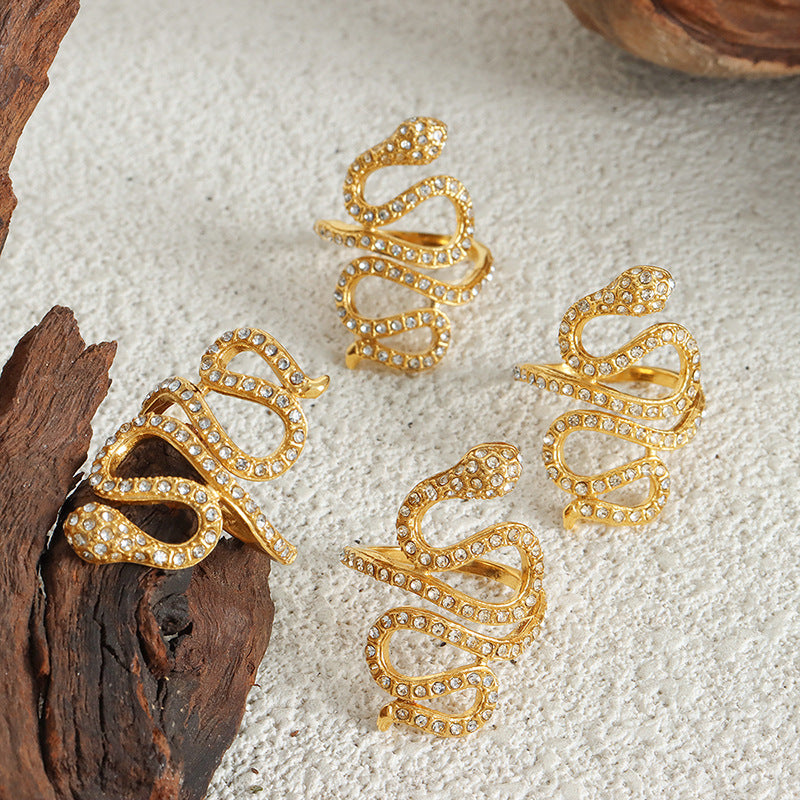Exaggerated Personality Snake Design Women's Fashion Ring