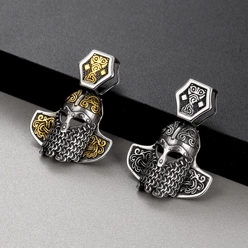 Nordic Viking Warrior Owl Helmet Pendant for Men in Titanium Steel