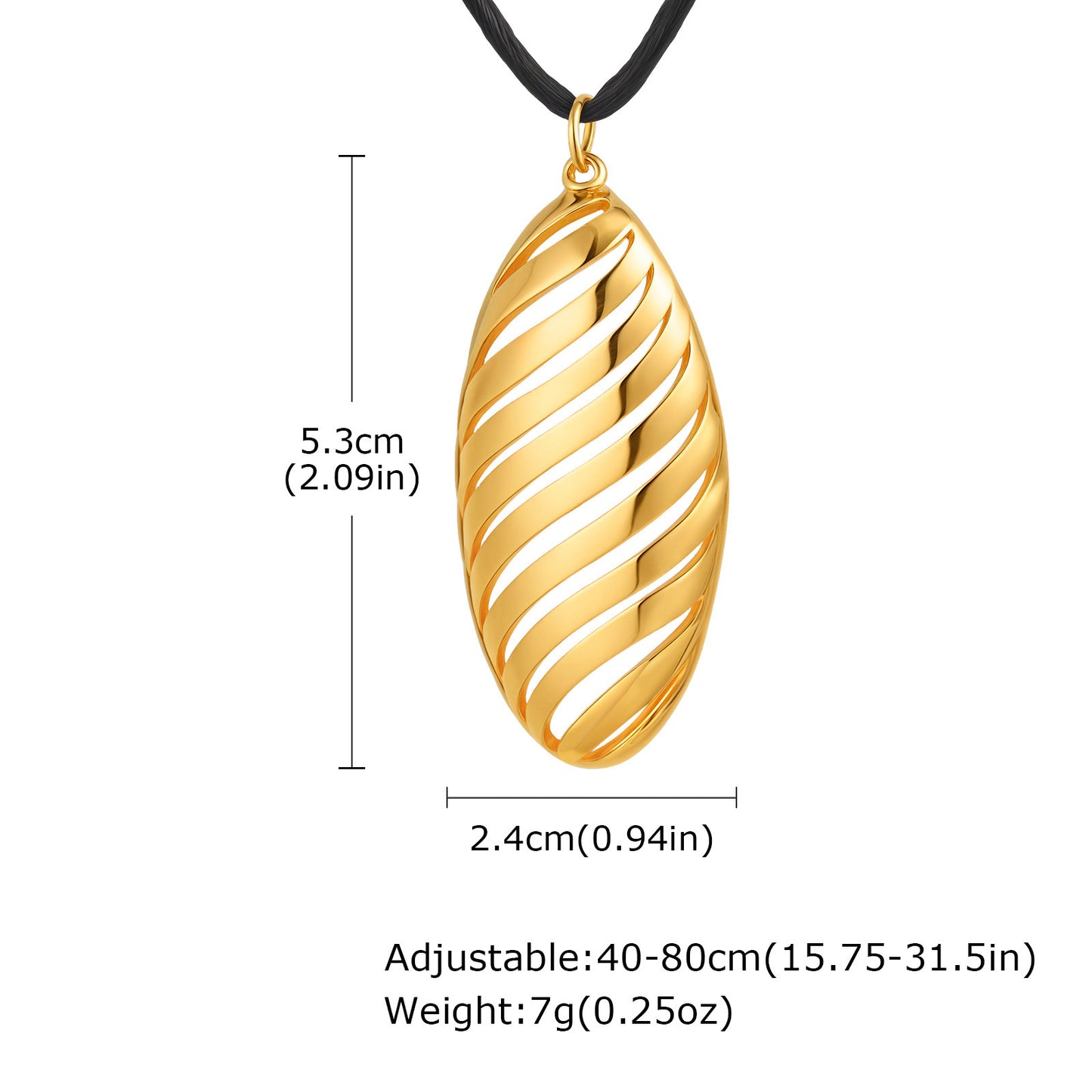Titanium Steel – Stainless Steel Geometric Oval Pentagram Conch Leaf Pendant Necklace Gold