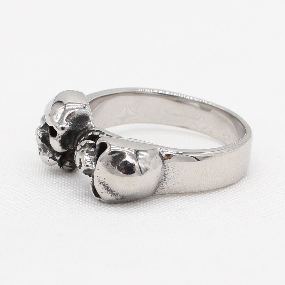 Planderful Titanium Steel Skull Ring Unisex Retro European American Style Protection Statement Jewelry