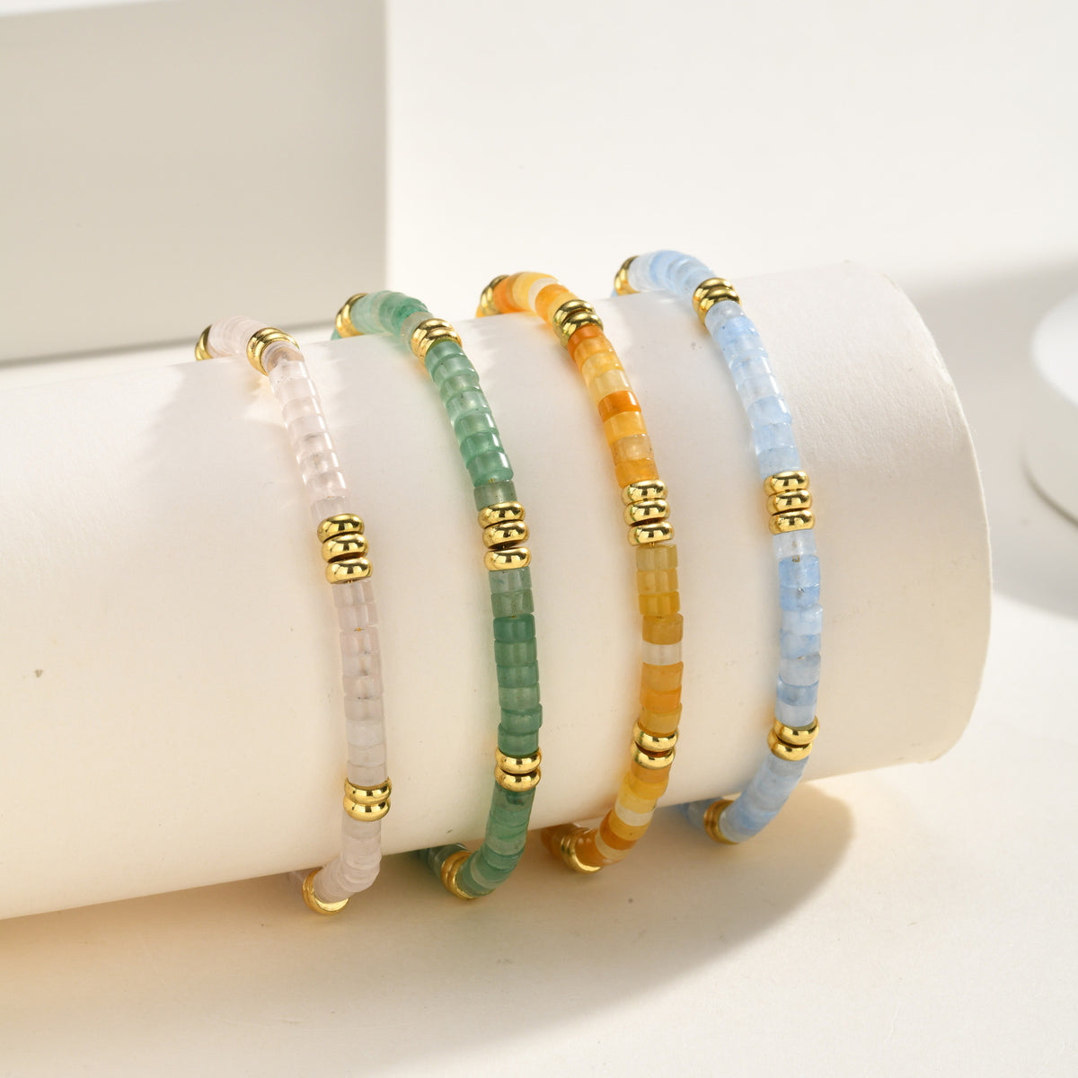 Natural Sea Powder Crystal Stainless Steel Bracelet Unisex