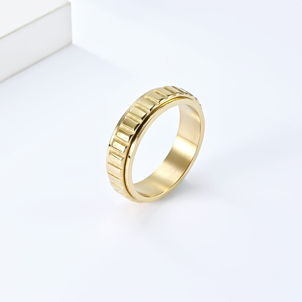 Planderful Everyday Genie Stainless Steel Ring For Men And Women Rotating Lattice Design
