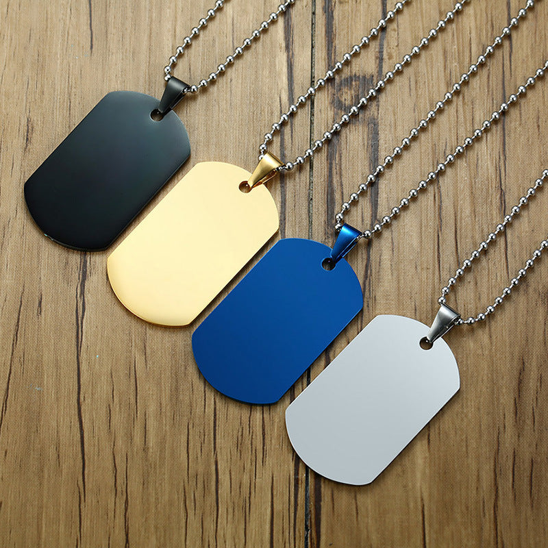 Stainless Steel Tag Pendant Glossy Personalized Accessories for Men