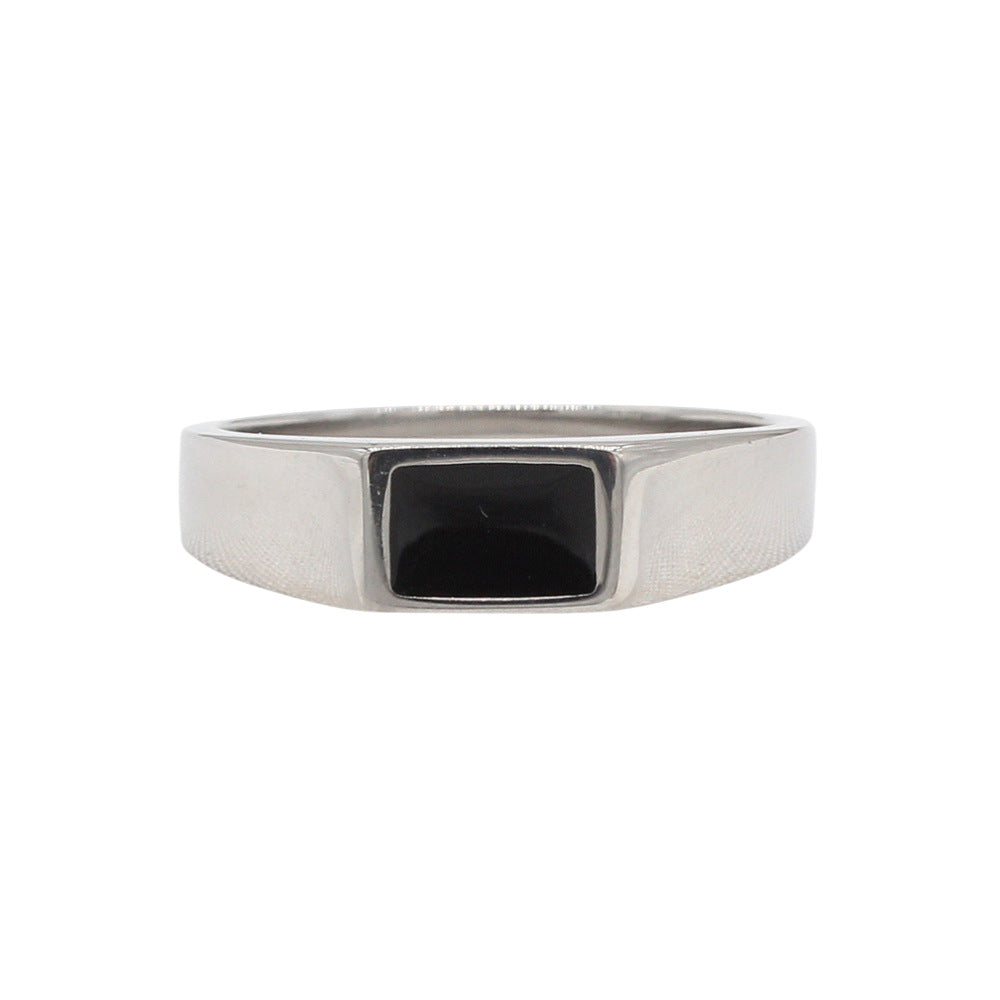Planderful Jewelry Steel Ring With Rectangular Stone