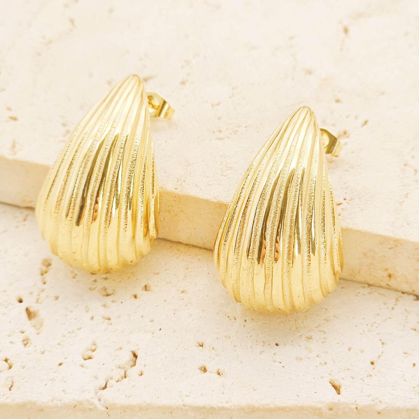 Planderful Stainless Steel Drop Earrings Striped Elegant European American Design For Modern Fashion Lovers