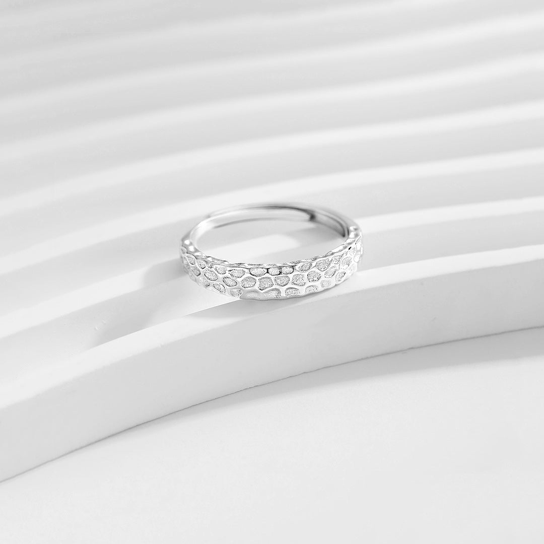 Planderful S925 Sterling Silver Irregular Geometric Ring For Women Adjustable Opening Minimal Korean Style