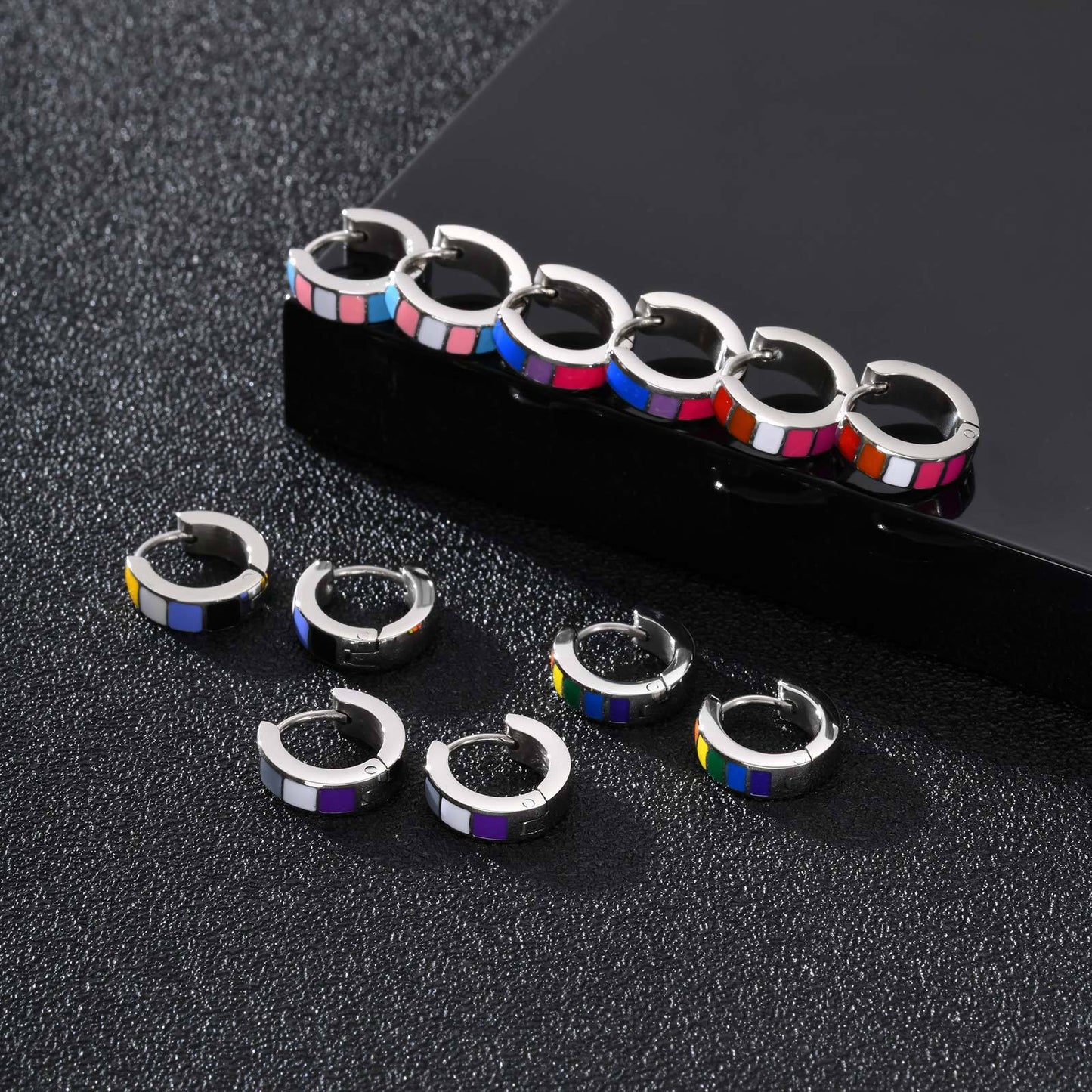 Planderful Unisex Stainless Steel Colorful Earrings