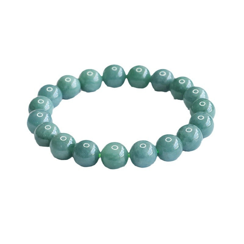 Blue Water Jadeite Single-Strand Beaded Bracelet