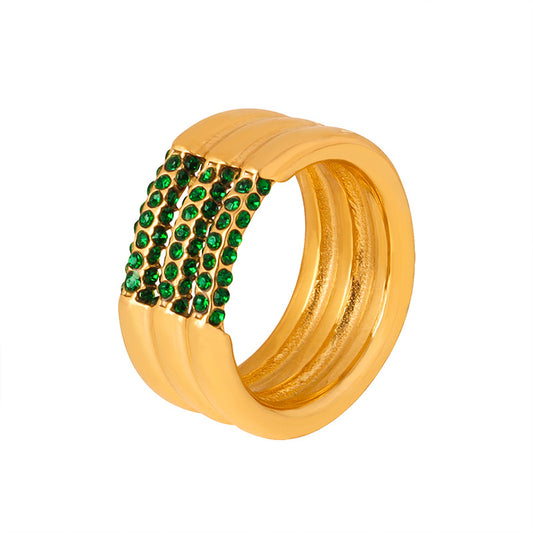 Golden Zircon Multi-Layer Ring Jewelry for Stylish Women