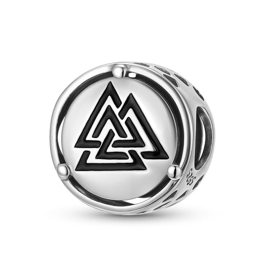 Planderful Jewelry Valknut Pendant Sterling Silver Beaded Bracelet Norse Legacy Collection