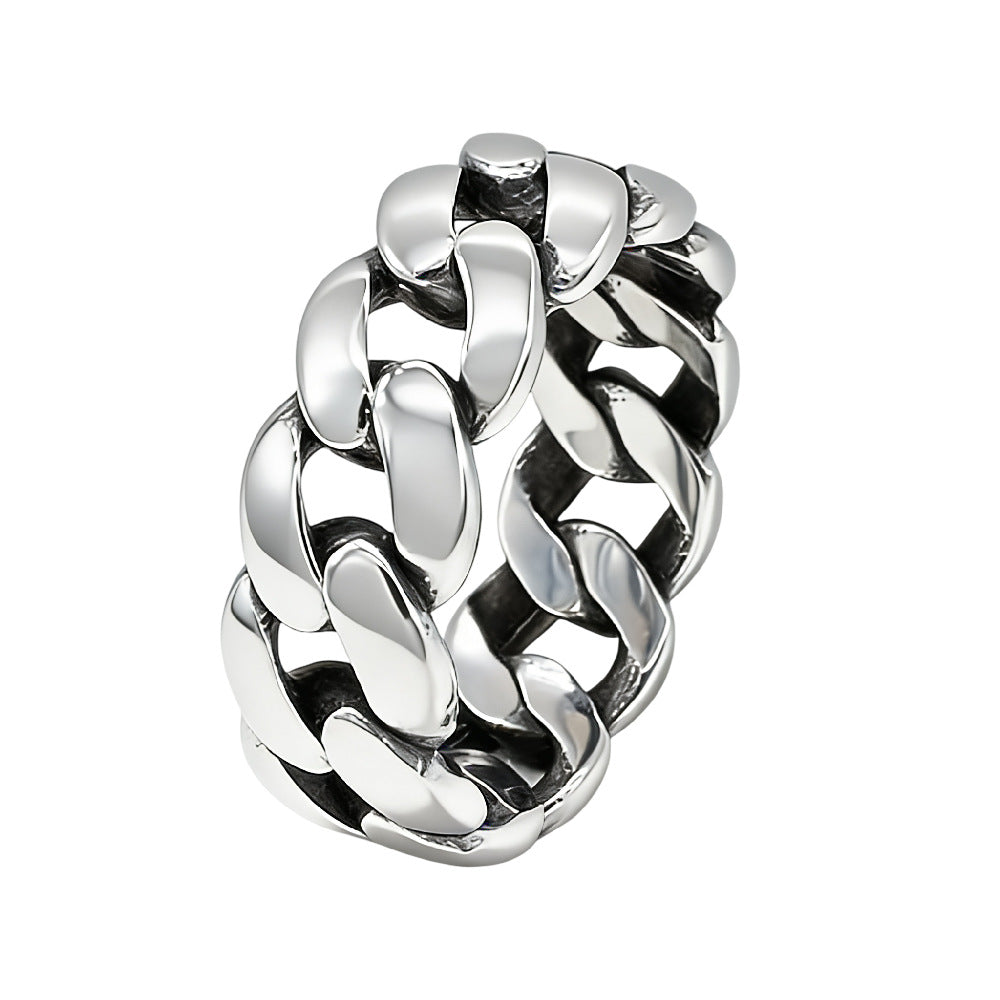 Planderful Titanium Steel Cuban Chain Ring Unisex Polished Statement For Men Everyday Genie