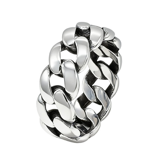 Planderful Titanium Steel Cuban Chain Ring Unisex Polished Statement For Men Everyday Genie