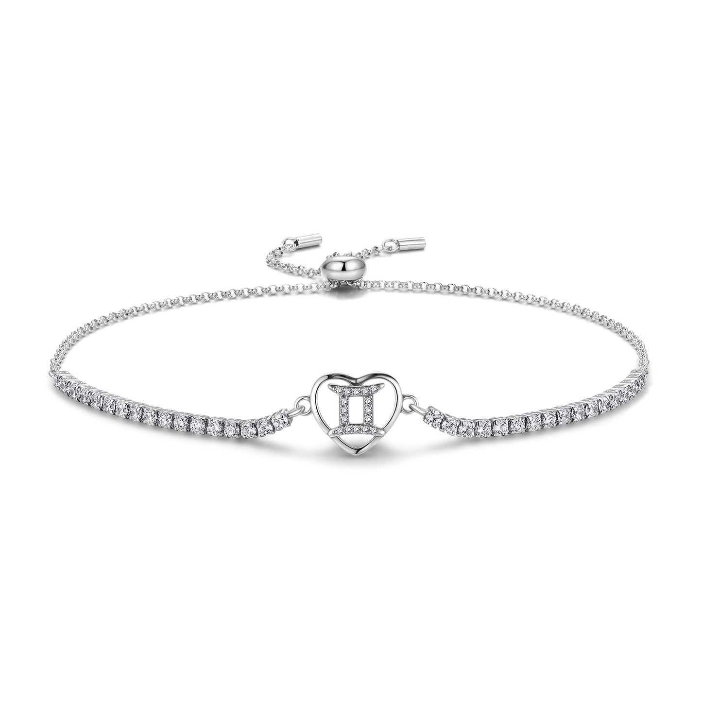 Planderful Jewelry Twelve Constellations Sterling Silver Zircon Bracelet Adjustable Length