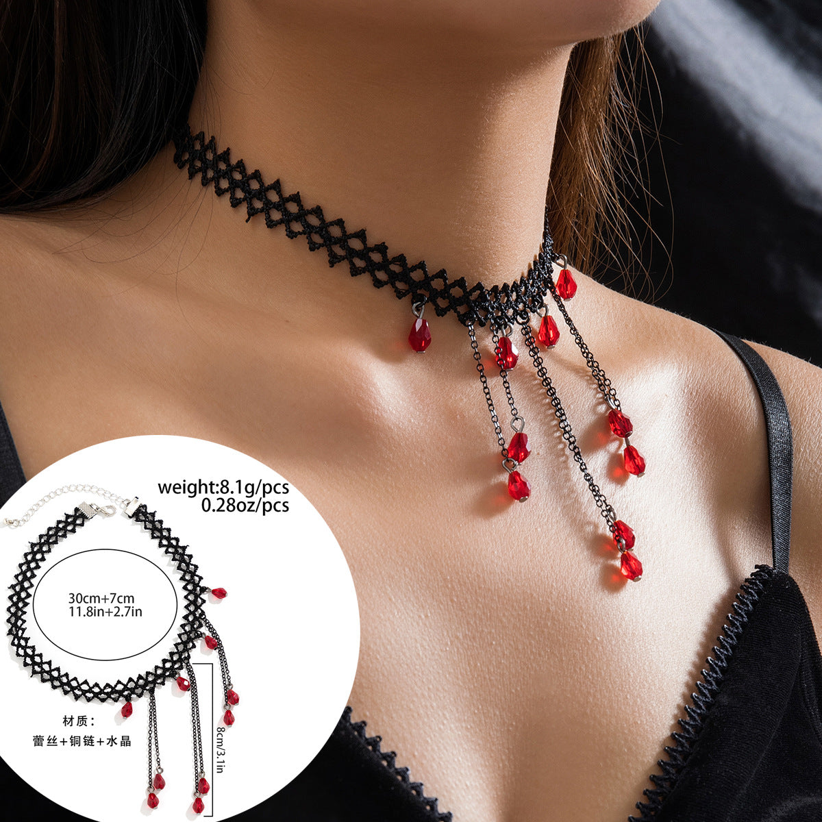 Gothic Style Multi-layer Necklace with Blood Dripping Tassels