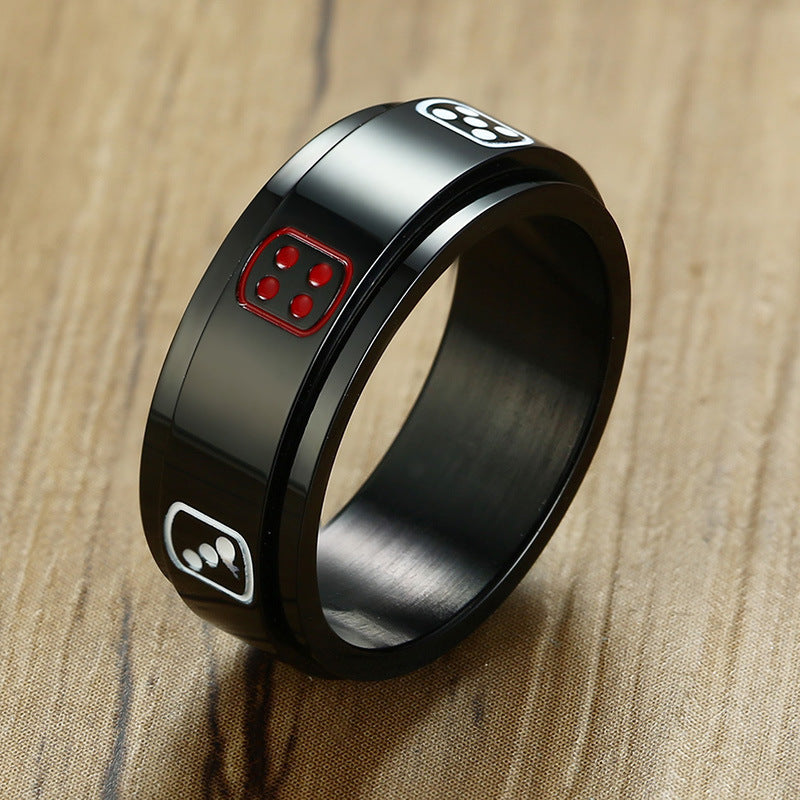 8MM Titanium Steel Rotatable Dice Inner Lasha Ring for Men