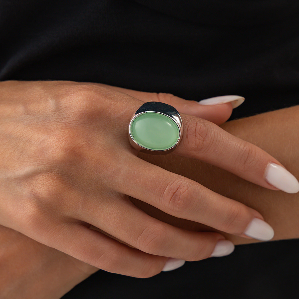 Planderful Vienna Verve Bold Geometric Resin Stone Square Ring for Women Large Wide Surface Statement Jewelry