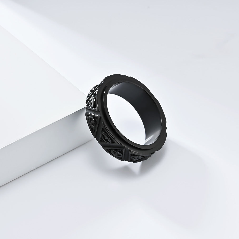Planderful Eye Of Horus Ring Rotating Titanium Stainless Steel Pyramid Guardian For Mythology Lovers Unisex