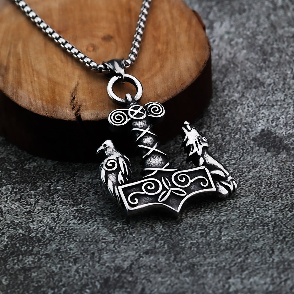 Viking Wolf Stainless Steel Men's Pendant Necklace