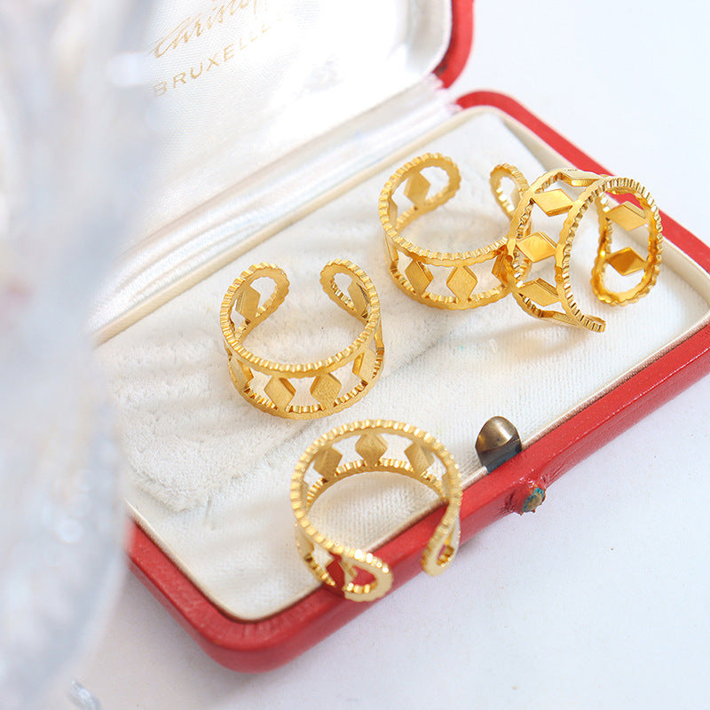Golden Open Ring with Adjustable Titanium Steel - Minimalist Style European and American Design