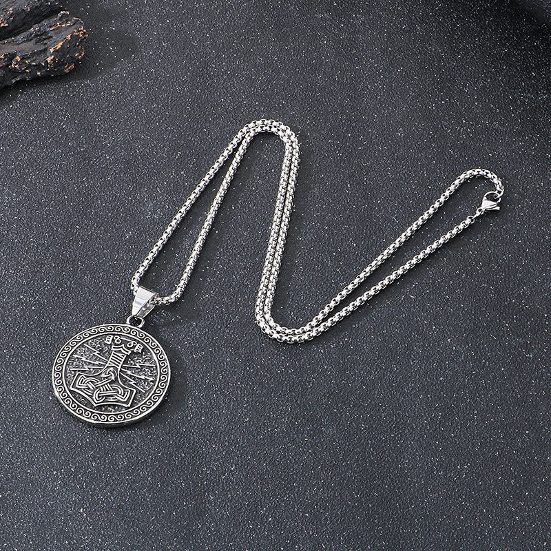 Planderful Viking Rune Pendant Double Sided Thor Hammer Men