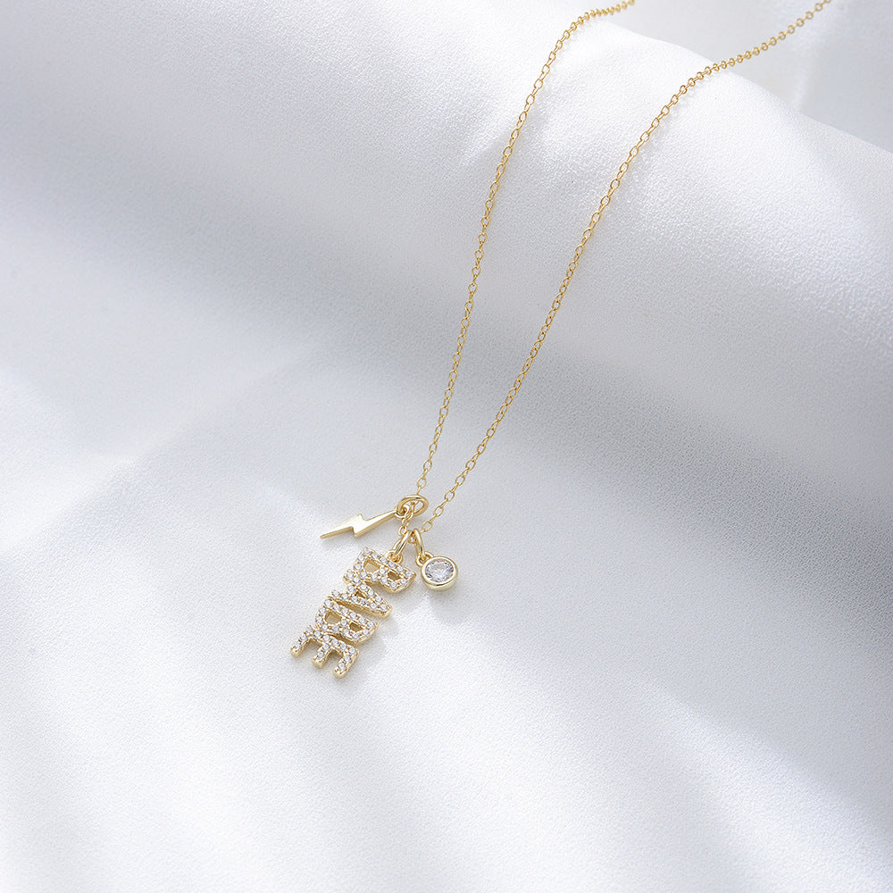 S925 Silver Inlaid Zircon Babe English Letter Necklace Pendant