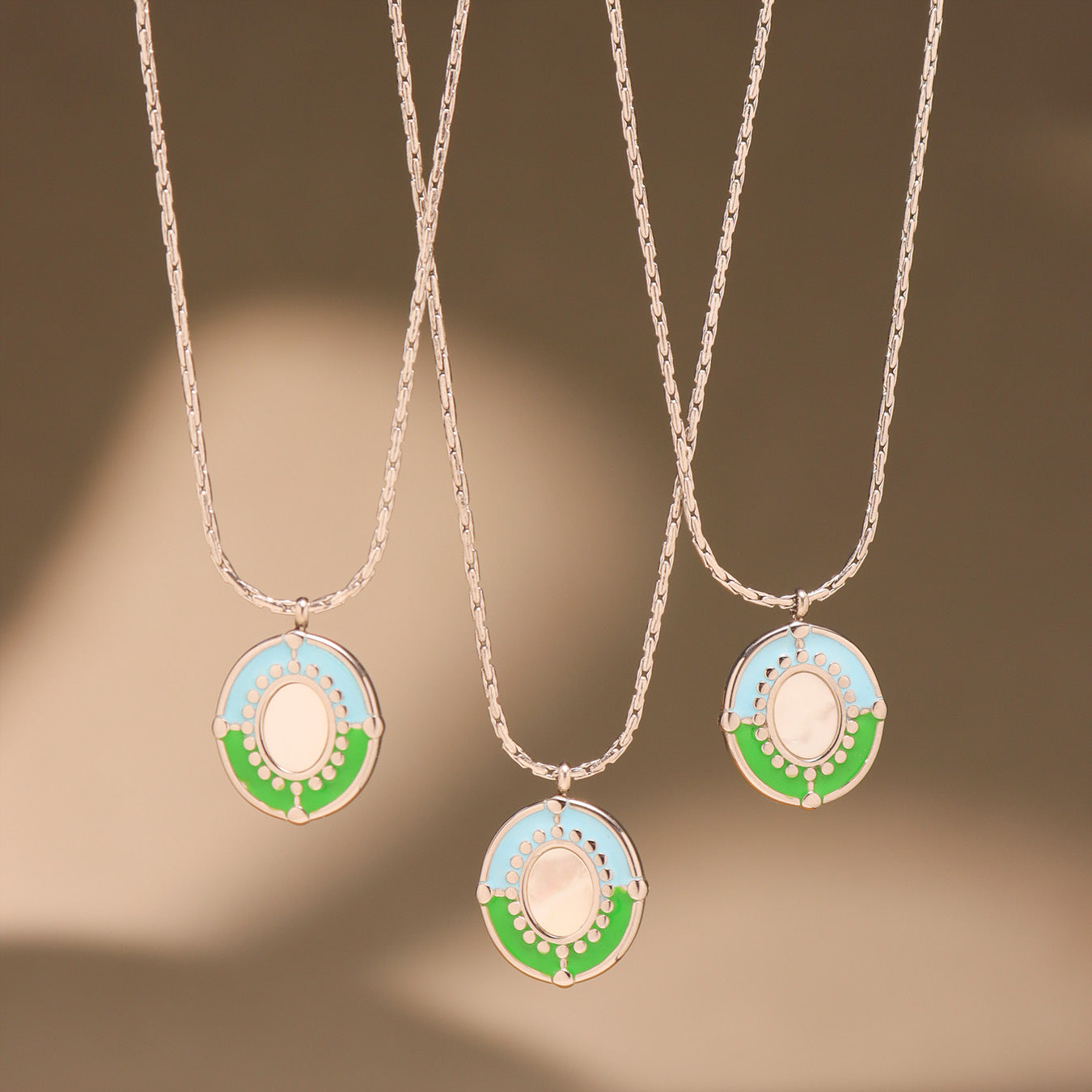 Planderful Oil Dripping Shell Necklace Stainless Steel Women