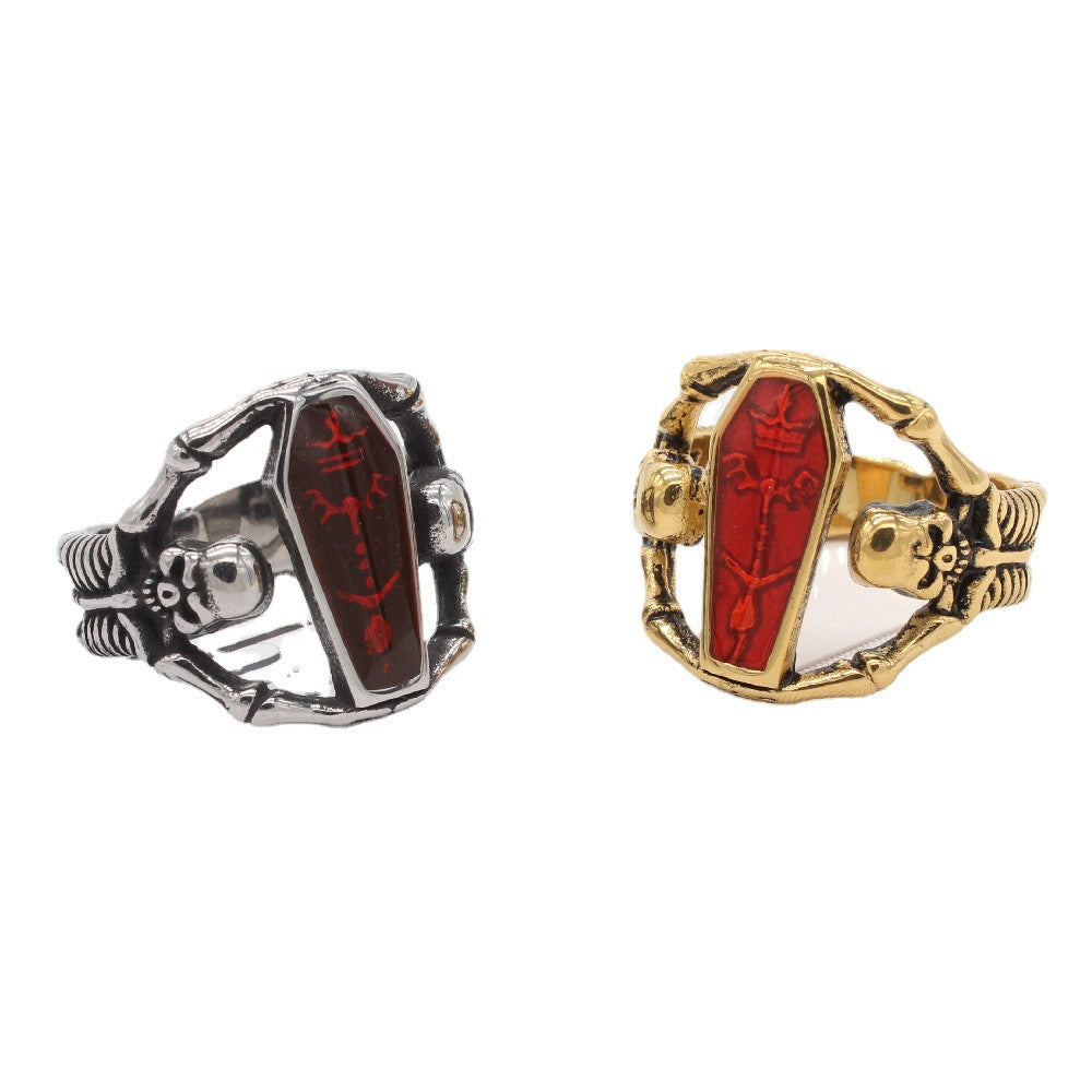 Titanium Steel Mummy Coffin Ring