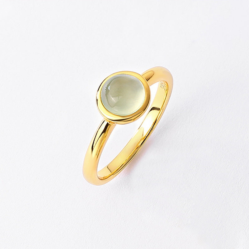 S925 Sterling Silver Gold-Plated Natural Garnet Geometric Ring