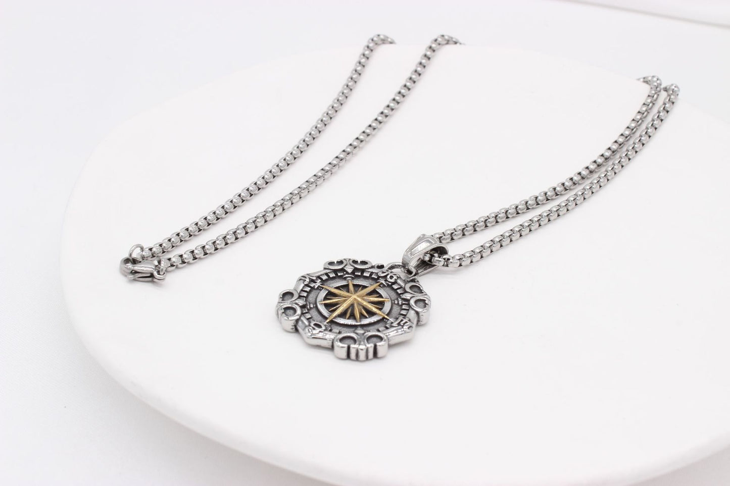 Personalized Retro Compass Pendant For Men Unisex Titanium Steel Necklace By Planderful Everyday Genie